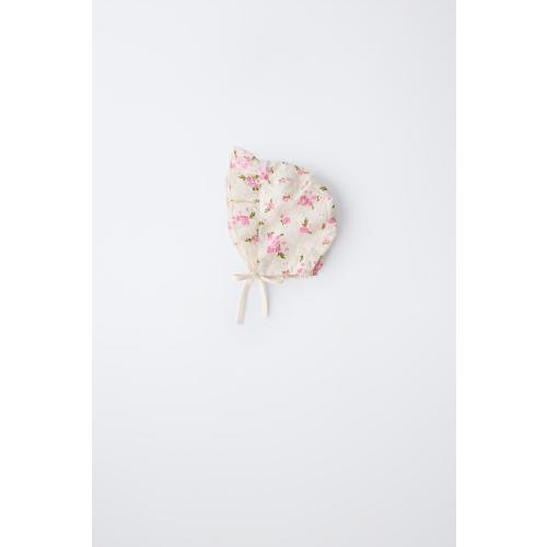 FLORAL EYELET BONNET - Ecru | ZARA United States