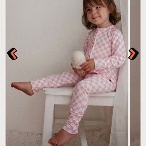 Pink Checkered Bamboo Jammies