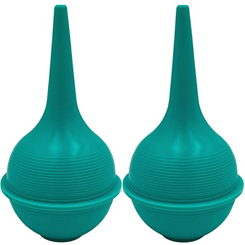 Sterile Rubber Bulb Syringe - 2 Pack, 3oz/90ml Ear Bulb Syringe For Removing Ear Wax, Baby & Adult Nasal Care, Sinus Rinse, Gentle Mucus Removal, Anti-slip Grip, Flat Bottom Design