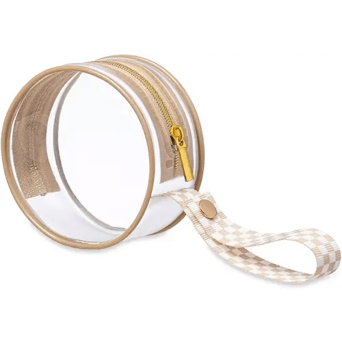 Itzy Ritzy Clear Pacifier Case with Handle - Pacifier Pod Easily Attaches to Diaper Bag or Purse; Holds 2 Pacifiers; Taupe