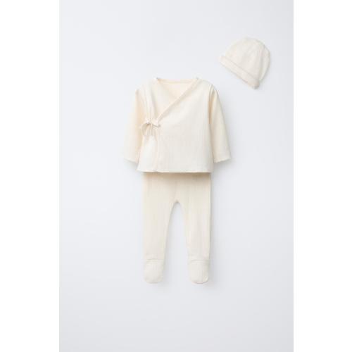 POINTELLE HEART LAYETTE SET AND POUCH - Butter | ZARA United States