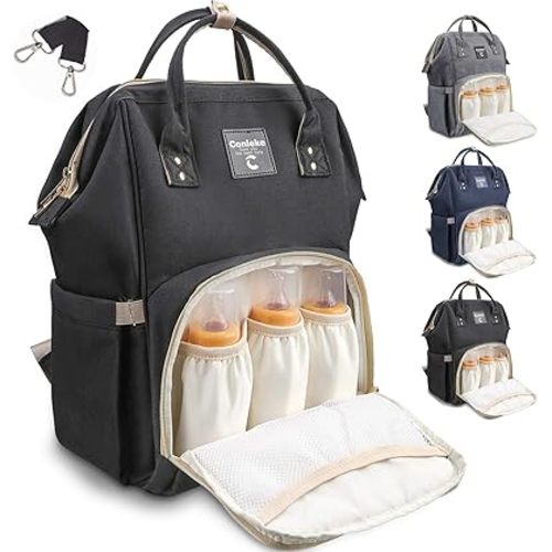 Diaper Bag Backpack for Baby Care Black, Multi-Functional Waterproof Travel Backpack Nappy Tote Bags Large Capacity Creative Fashion Package Best Gift for Mom and Dad