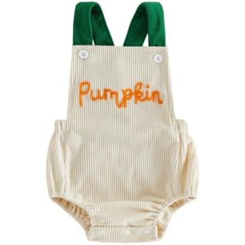 Newborn Baby Girl Boy Halloween Romper Sleeveless Backless Pumpkin Button Bodysuit Jumpsuit Fall Winter Outfits