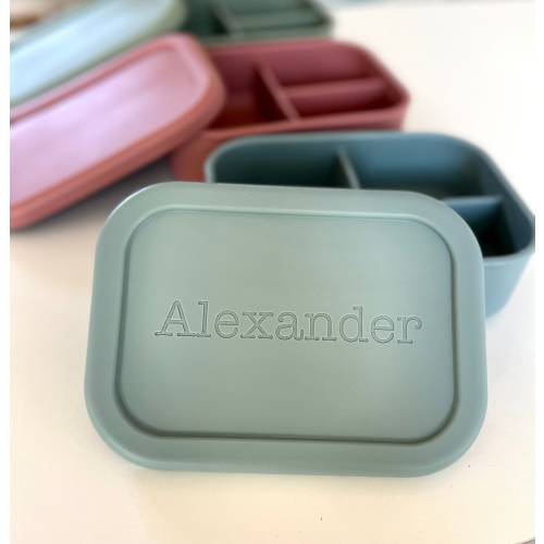 Personalized Silicone Bento Box: Engraved Name, Divided Lunch Container