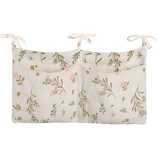 Cotton Baby Nappy-Bag Organizer, Bunk Bedside Hanging Bag, 2-Pocket, 15*7.5 Inches, Printing