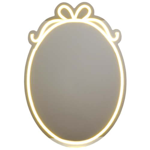 Melannco 11 X 15.4 inch Oval Bow Design Mirror with Neon Led Lights