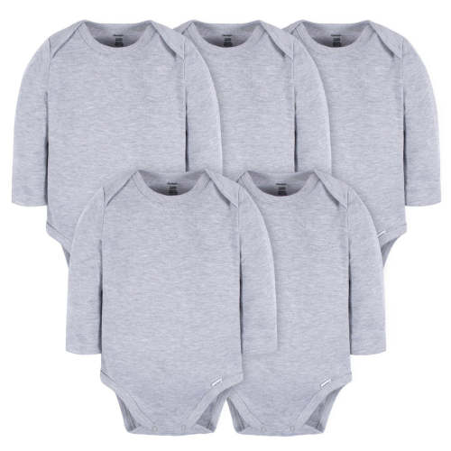 5-Pack Baby Heather Gray Premium Long Sleeve Onesies® Bodysuits – Gerber Childrenswear