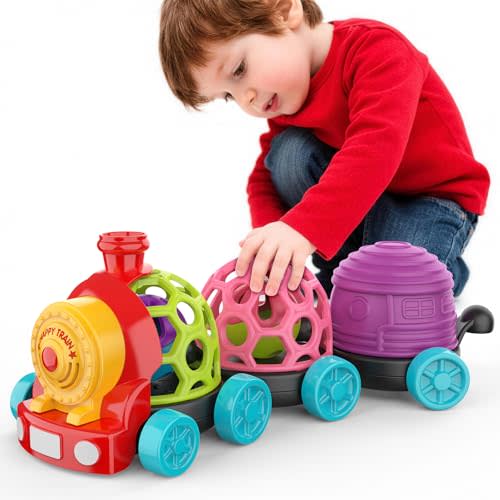 Baby Toy Train,Infant Soft Cars Toy for Toddlers 6-12 Month Boy Gifts,Musical Push Go Baby Car Toys for Toddlers 1-3 Boy,Development Babies Birthday Gift 6 7 8 9 10 12 18 Month