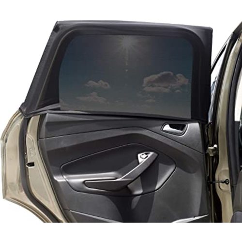 Car Window Sun Shade Cover -2 Pack Breathable Mesh Rear Side Window Shade Sunshade UV Protection for Baby Kids Pet Size M, Mosquito Net Curtain Fit for Most(95%) of Cars, Cover Full Window