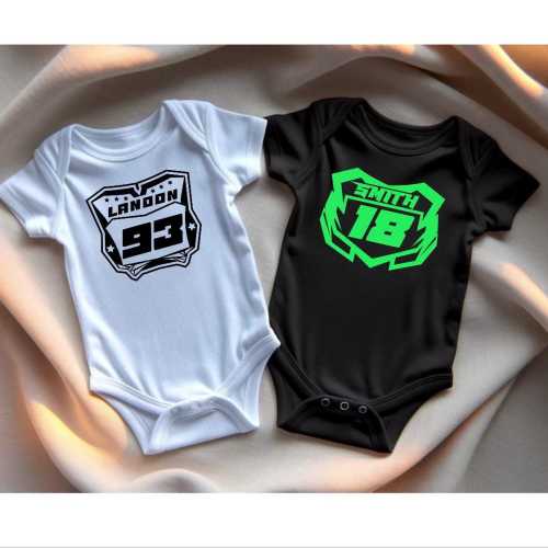 Custom Dirt Bike Baby Bodysuit Motocross Baby Gift Personalized New Baby Basket Gift Rider New Parents Gift Racing Baby Milestone Idea