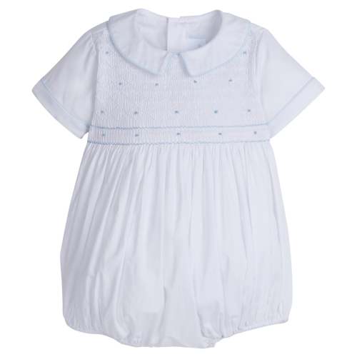 Smocked Theodore Bubble - Light Blue