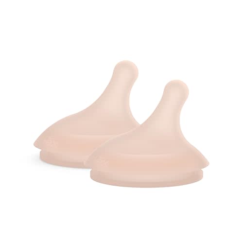 Suavinex Zero.Zero Adaptable Flow Asymmetrical Silicone Nipple, 2 Pack (0m+), Medium