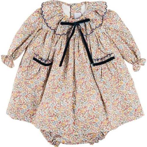 Marianne Floral Long Sleeve Dress with Bloomers, Mustard Made with Liberty Fabric - Pepa London | Maisonette