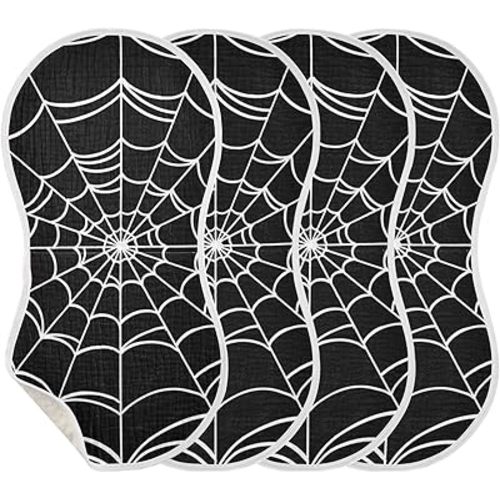 Goth Spider Web 4 Pack Baby Boys and Girls Burp Cloths Cotton Burping Clothes for Newborn