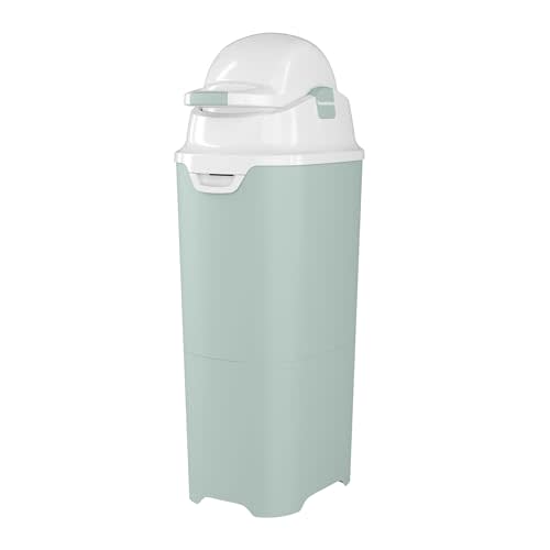 Foundations Tall Diaper Pail with Airtight Lid, Durable & Odorless Diaper Disposal, Large Capacity, Holds up to 60 Newborn Diapers, Refill with Any Bags, Baby Registry Gift - Green