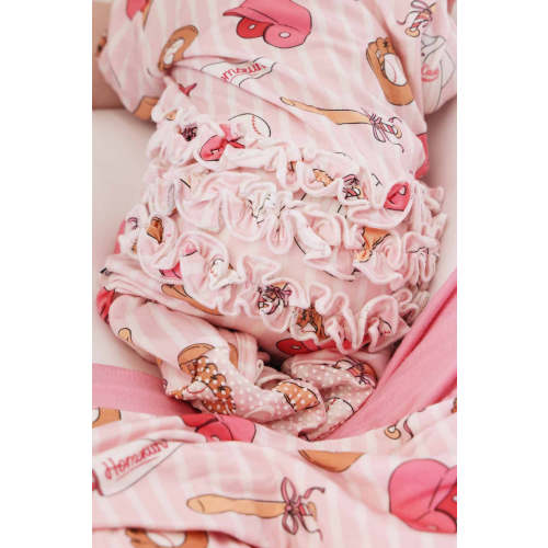 Ballpark Babes Ruffle Zipper Footie | Caden Lane