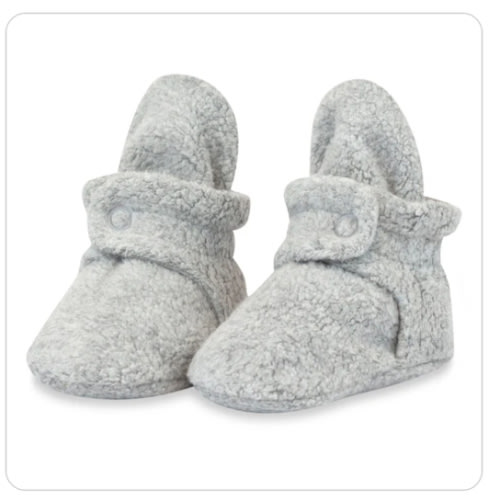 Zutano Cozie Fleece Stay-On Baby Bootie Slipper - Heather Gray