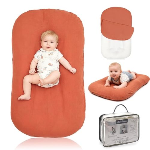 Baby Lounger - Snuggle Cozy Me Infant Support Cushion for Newborns | Breathable & Soft, Portable Awake-Time Pad, Essential Baby Gift (Lounger Cover Included)