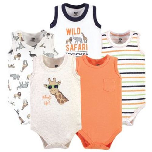 Luvable Friends Hudson Baby Sleeveless Bodysuits 5pk, Safari Adventure, 0-3M