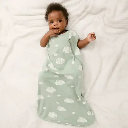 Organic Sleeveless Sleep Sack 0.5 TOG, Green Sky Color, 0-6 Month Size