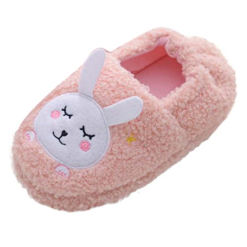 Toddler Slippers - Baby Girls Boys Cute Fuzzy Warm Soft Slipper - Kids Winter Fleece Lined Non Slip House Shoes Pinks 7