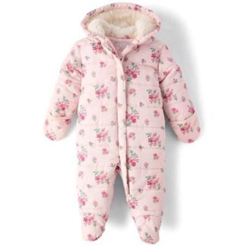 The Children's Place Baby Girls Long Sleeve Floral Snowsuit Pink 9-12 M
