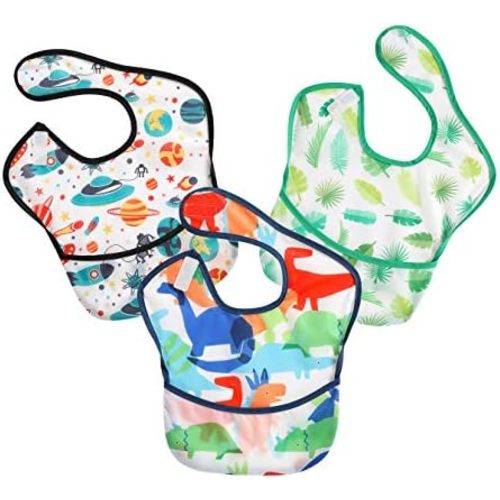 PandaEar 3 Pack Super Light Weight Baby Bib, Waterproof, Washable, Stain Oil and Odor Resistant 5-36 Months
