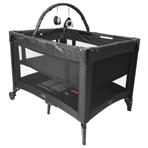 Cosco Funsport Deluxe Playard, Pack for travel, Bassinet mode, Portable Indoor & Outdoor Use/ play, compact fold, lightweight, travel bag included - Black Arrow