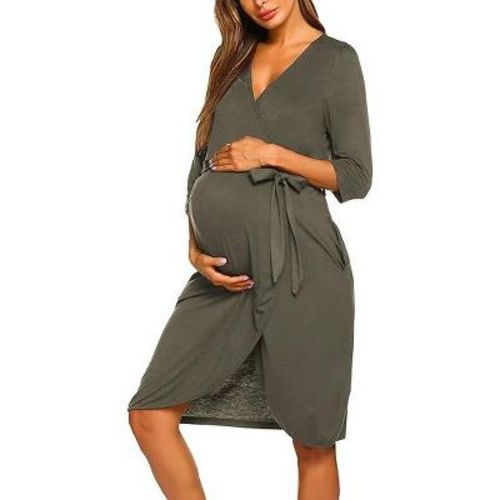 Ekouaer Maternity Robe Nursing Robes for Hospital Labor Delivery V Neck Pregnancy Bathrobe Womens Postpartum Nightgown