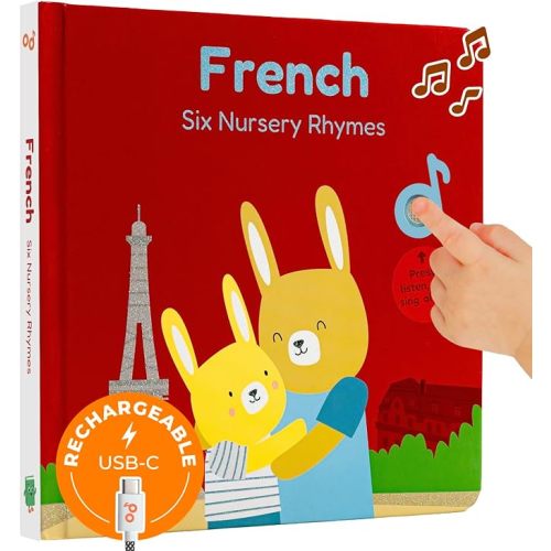 Cali's Books French Nursery Rhymes | New Rechargeable Sound Books | Sound Book for Toddlers 1-3 | Bilingual Books for 1 Year Old | | French Baby Book