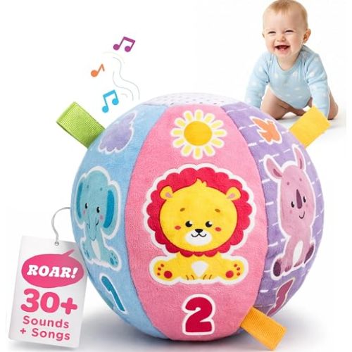 Move2Play, Interactive Baby Ball with 30+ Sounds & Songs | Toys for 1 Year Old Boys & Girls | Baby Toys 6-12+ Months | Musical Crawling Ball for Toddlers 1-3 | 1st Birthday Gift | Pastel