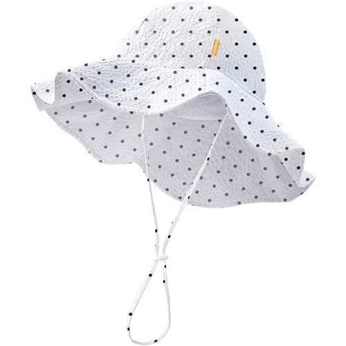 HONGTEYA Baby Sun Hat Wide Brim Adjustable Toddler Beach Bucket Hat