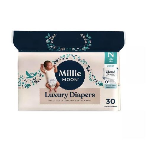 Millie ~ Moon ~ Luxury Disposable Diapers ~ (Size Newborn - 30ct)