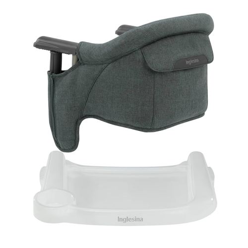 Inglesina Fast Table Chair - Charcoal Gray Melange + Fast Dining Tray - Portable Baby High Chair - for Babies & Toddlers up to 37 lbs - Fits Tables 0.8'' to 3.5'' Thick - Compact - Travel Bag Included