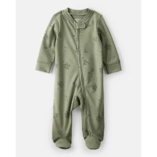 Baby Boy Dragon Print 100% Cotton Long-Sleeve Sleep & Play Pajamas - Green | Carter's