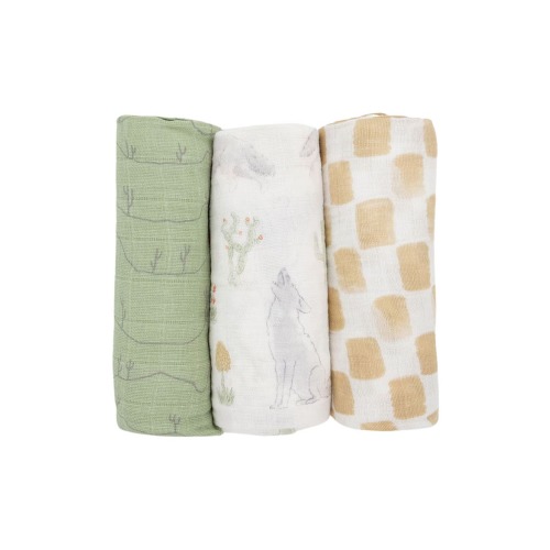 3-Pack Cotton Muslin Swaddle Blankets, One Size