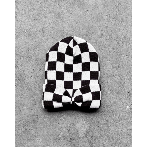 Bow Beanie in Venice (Checkered)