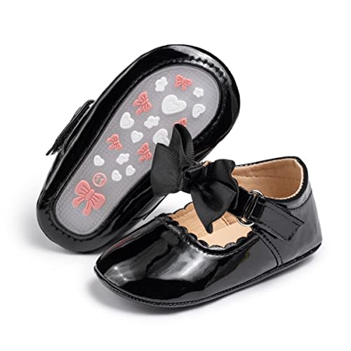 Baby Mary Jane Flats for Girls with Bowknot Cotton Anti Skid Sole Infant First Walker Princess Dress Crib Wedding Shoes