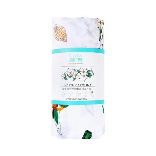 North Carolina Baby Muslin Swaddle Receiving Blanket (floral) Extra Large 47 x 47