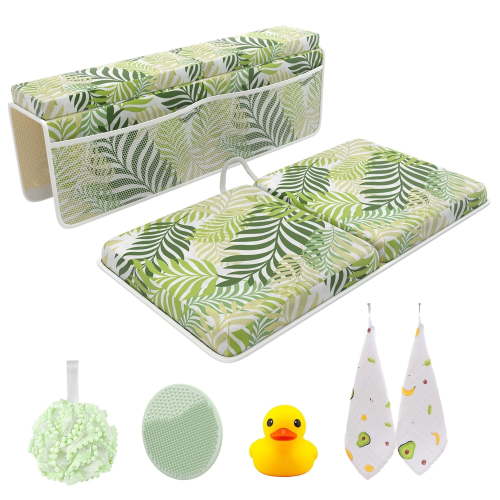 Sleepah Bath Kneeler and Elbow Kneeling Rest Pad Set for Baby Bathing – Waterproof Soft Organizer Quick Drying Foldable Non-Slip for Baby & Toddler Bath Time Toys Sponge Cloth (Floral)