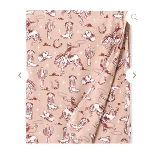 Wild Wrangler/Pink Bamboo Western Cowgirl Stroller Blanket