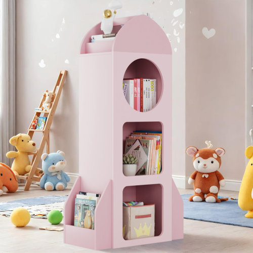 Isabelle & Max™ Kids Bookshelf And Toy Storage, 3-Tier Rocket Baby Book Shelf With Side Shelves, Wood Open Toddler Bookcase, Spacious Display Organizer For Children Playroom, Bedroom, Nursery, School & Reviews | Wayfair