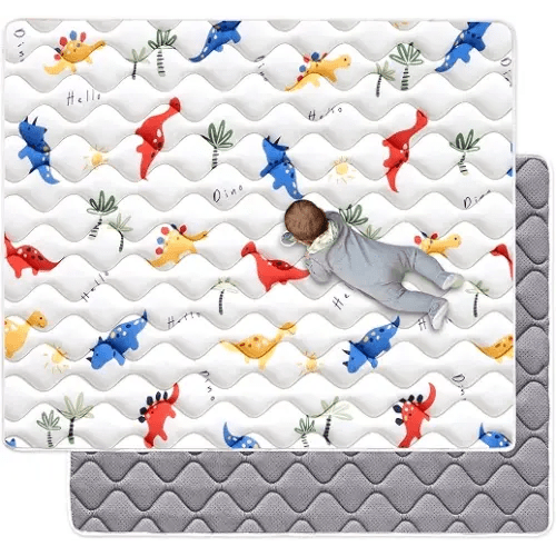 50" x 50" Foldable Baby Play Mat, Odorless Premium Foam Microfiber Floor Mat, Hypoallergenic Non‑Slip Washable for Infants Toddlers, Playpen, Tummy Time & Travel