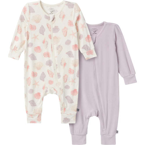 2-Pack Baby Girls Ivory Seashells Zip Front Viscose Rompers – Gerber Childrenswear