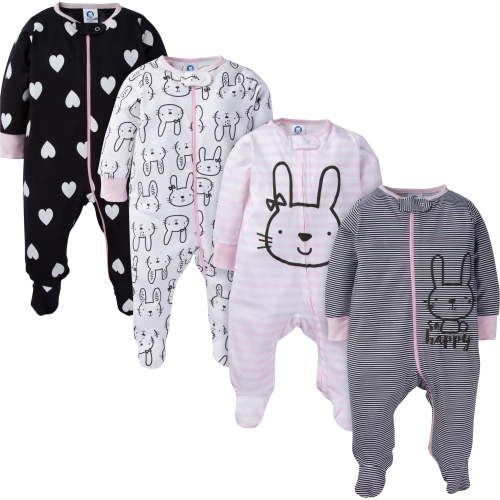 Gerber Baby Girls 4 Pack Sleep 'N Play Footie Bunny Smiley Preemie - Walmart.ca