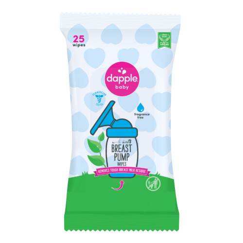 Dapple Baby Plant-Based Breast Pump Cleaning Wipes, Fragrance Free, 1 Resealable Pack, 25 Wipes