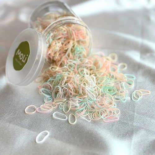 1500 PCS Toddler Baby Infant Mini Thin Gentle Hair Elastics Ties Soft Rubber Bands for Thin Fine Hair Baby Girl (Multicolor - Rice)