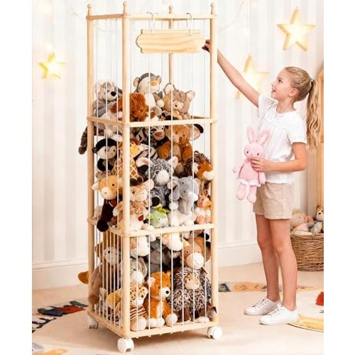TANONE Stuffed Animal Storage with Wheels - Large Stuffy Storage for Kids