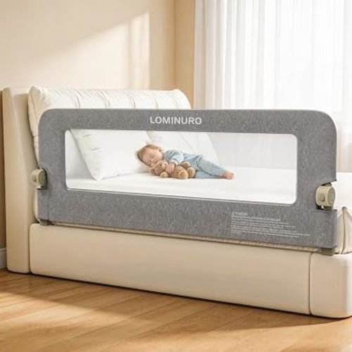 Bed Rail for Toddlers, 75in Foldable Toddler Bed Rails with Reinforced Carbon Steel Frame, Breathable Cationic Washable Fabric, Safety Bed Guard Rails for Bed, No-Tool Setup