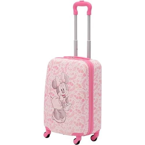 FUL Disney Minnie Mouse 21 Inch Kids Carry On Luggage, Hardshell Rolling Suitcase with Spinner Wheels, Pink - Floral